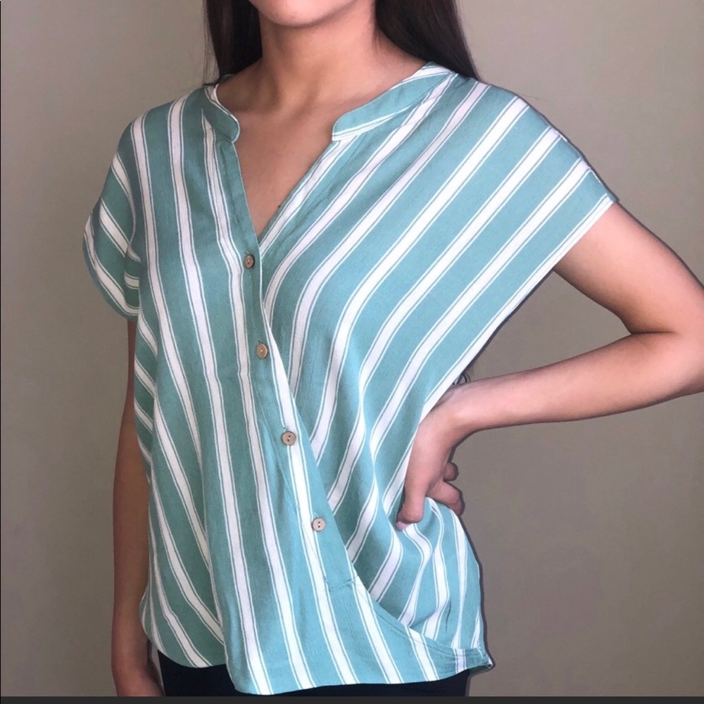 Sea Foam color Striped Top